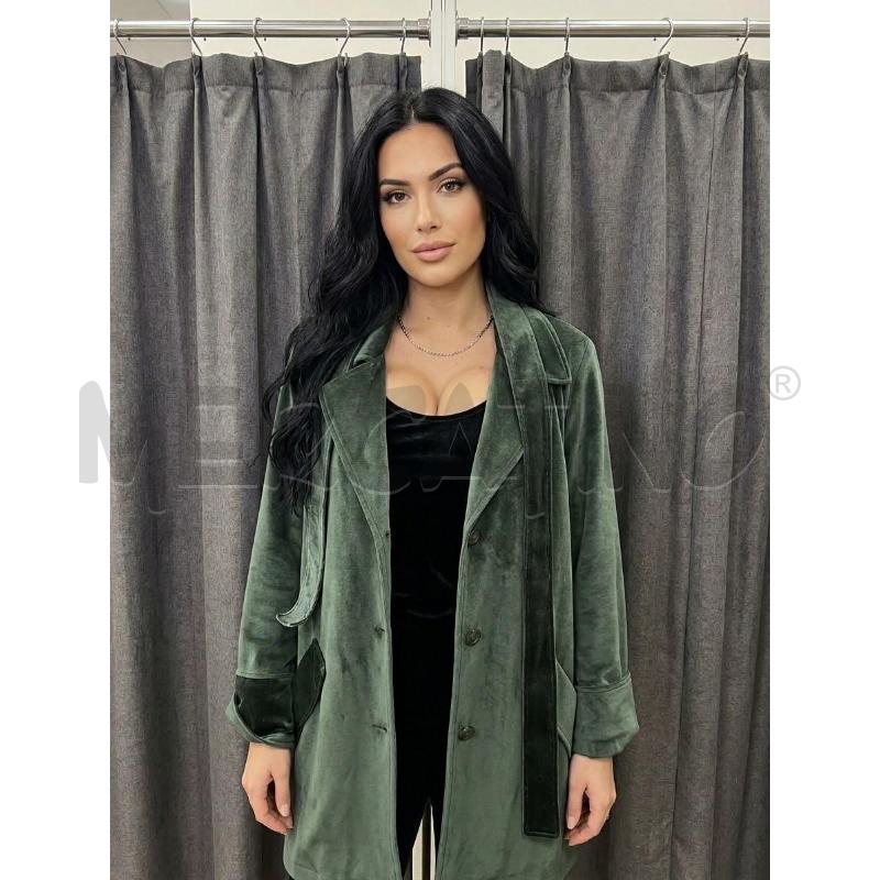 CAPPOTTO DONNA VERDE CANGIANTE VELLUTO | Mercatino dell'Usato Burolo 1