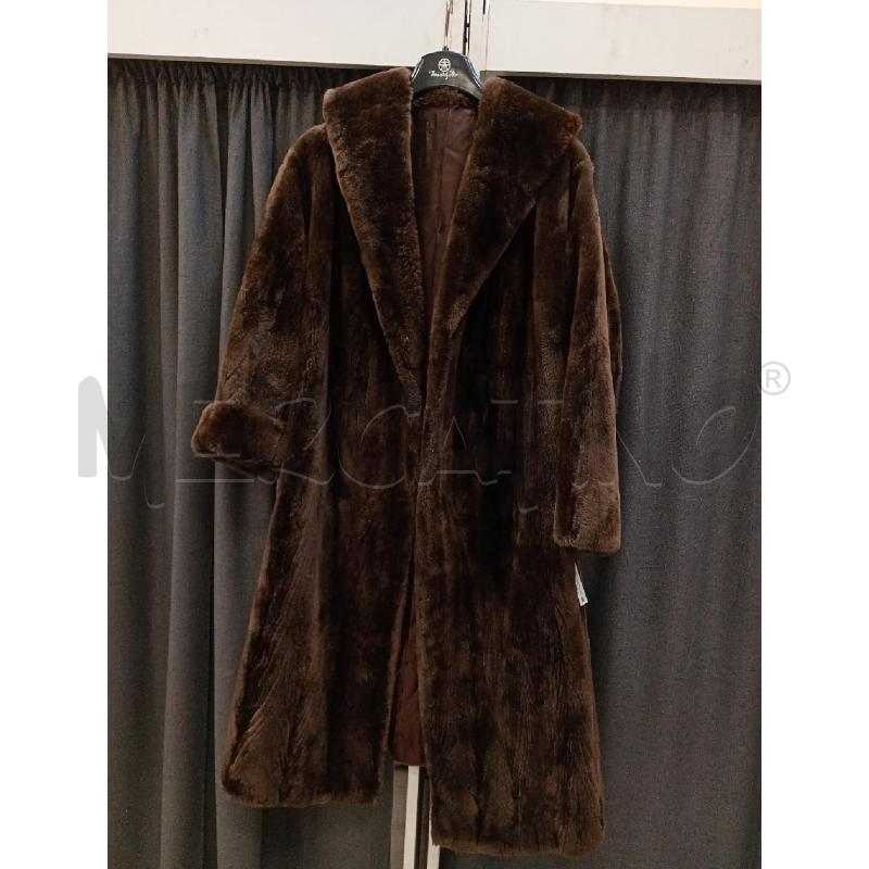 CAPPOTTO LUNGO IN ECOPELLICCIA MARRONE | Mercatino dell'Usato Burolo 1