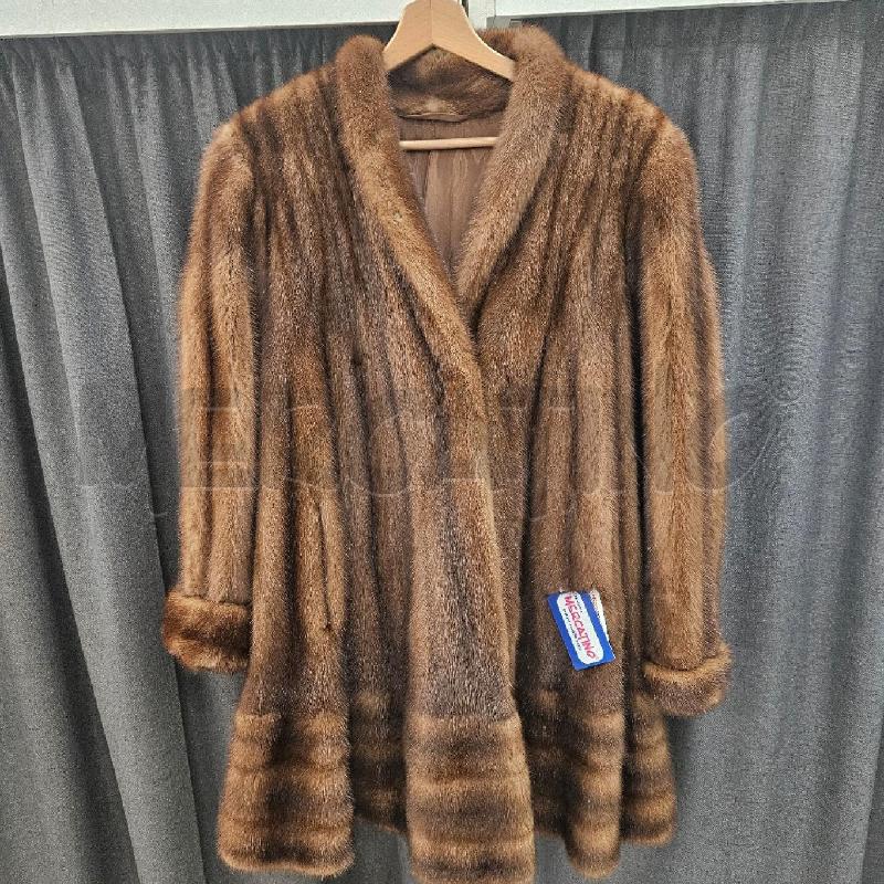 CAPPOTTO-PELLICCIA DONNA  MARRONE MIELE AMBRA CON SFUMATURE DORATE  | Mercatino dell'Usato Burolo 1