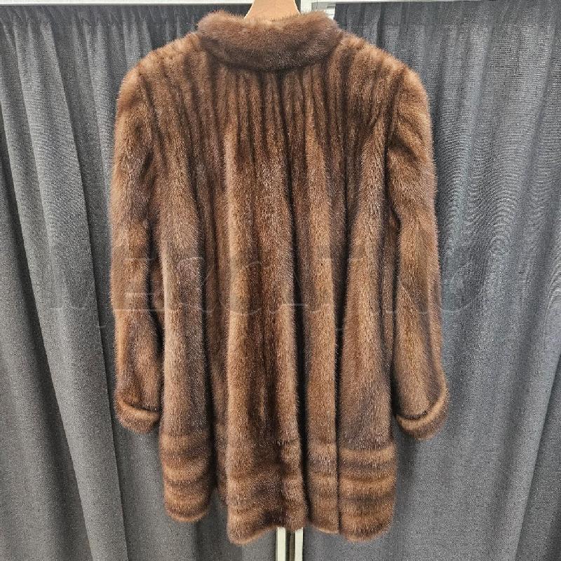 CAPPOTTO-PELLICCIA DONNA  MARRONE MIELE AMBRA CON SFUMATURE DORATE  | Mercatino dell'Usato Burolo 3