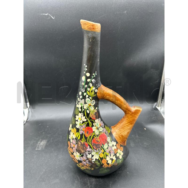 CARAFFA CERAMICA NERA CON FIORI | Mercatino dell'Usato Burolo 1