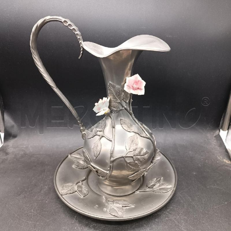 CARAFFA PELTRO CON FIORI CERAMICA | Mercatino dell'Usato Burolo 1
