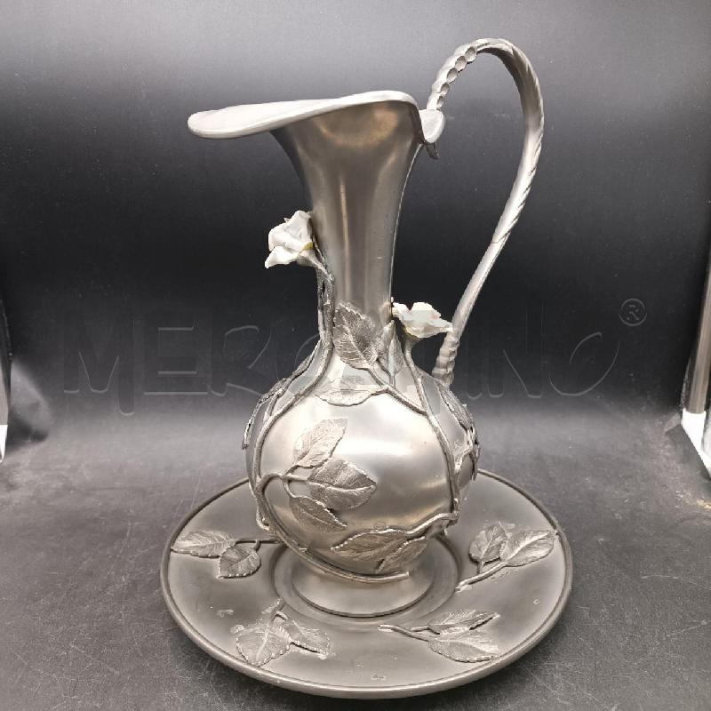 CARAFFA PELTRO CON FIORI CERAMICA | Mercatino dell'Usato Burolo 2