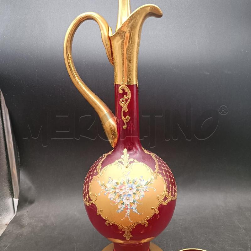 CARAFFA + 6 BICCHIERINO VETRO ROSSO DORATO | Mercatino dell'Usato Burolo 2