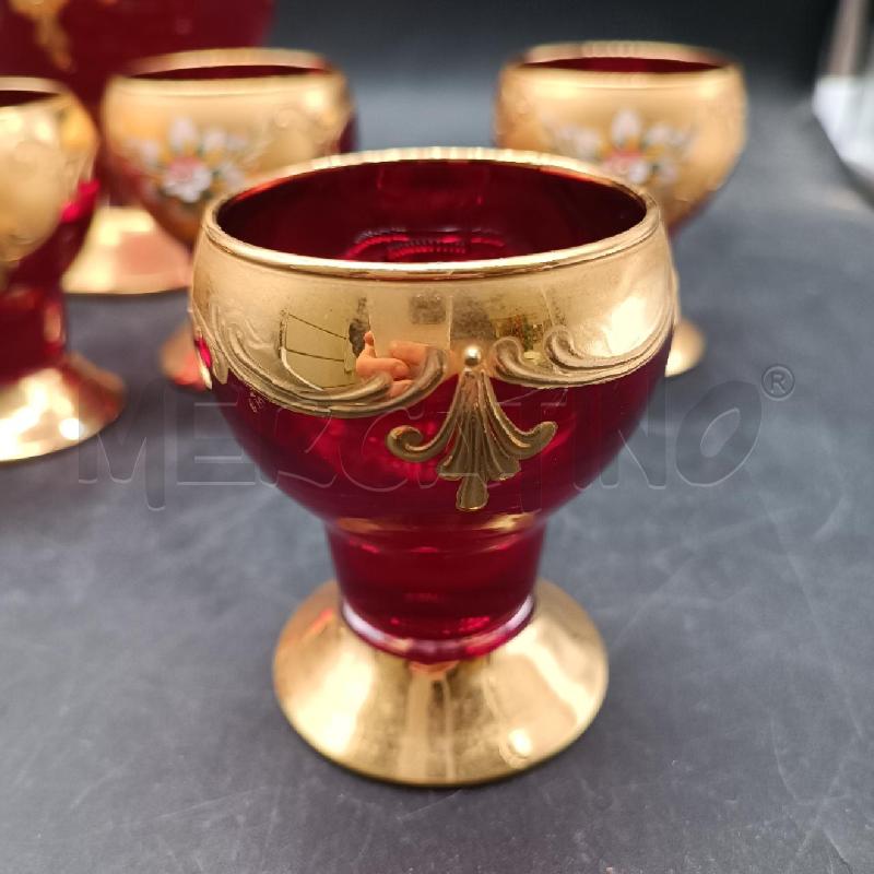CARAFFA + 6 BICCHIERINO VETRO ROSSO DORATO | Mercatino dell'Usato Burolo 3