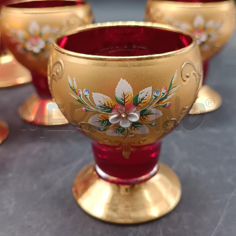 CARAFFA + 6 BICCHIERINO VETRO ROSSO DORATO | Mercatino dell'Usato Burolo 4