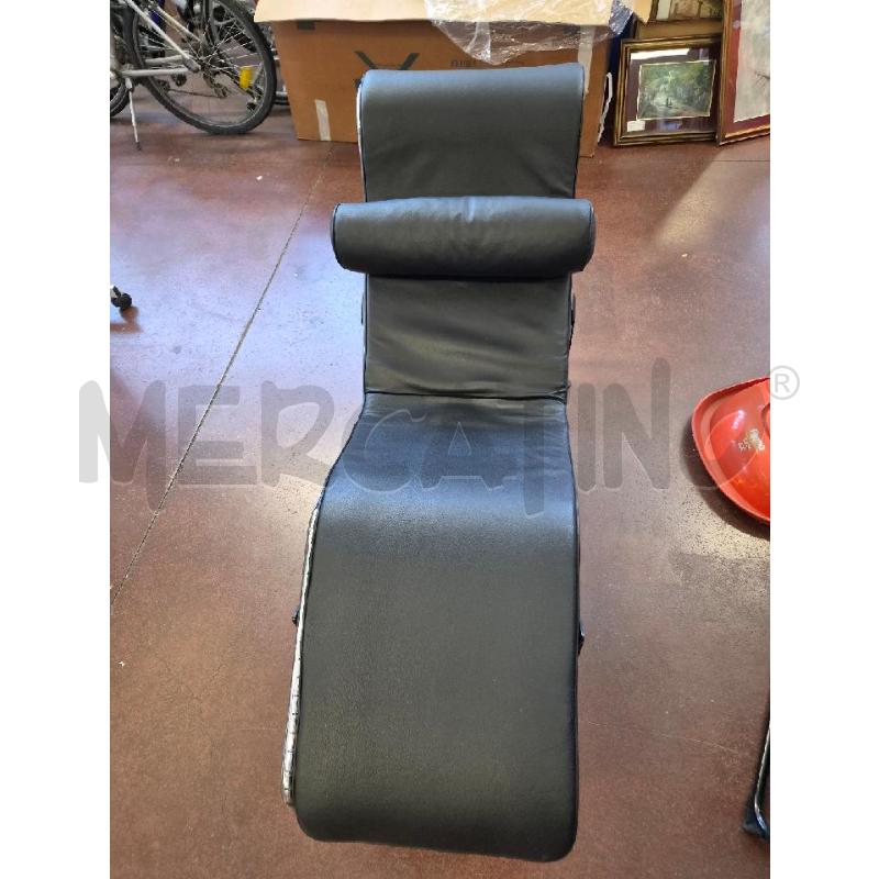 CHAISE LONGUE METALLO PELLE NERA | Mercatino dell'Usato Burolo 1