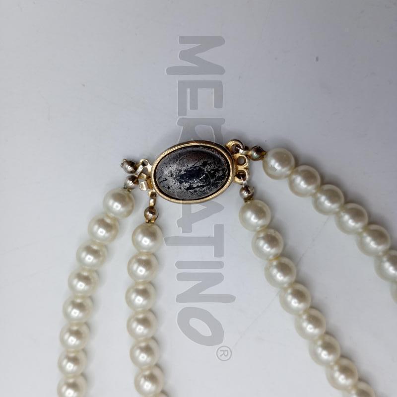 COLLANA PERLINE EMATITE NERE BIANCHE  | Mercatino dell'Usato Burolo 3