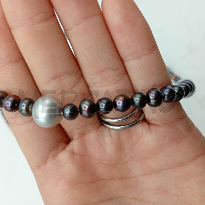 COLLANA PERLINE VINTAGE SCURE BIANCHE  | Mercatino dell'Usato Burolo 2