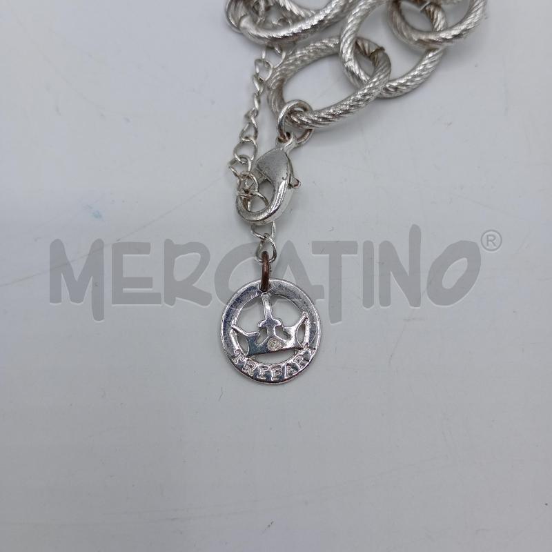 COLLANA TRIFARI CATENA ARGENTATA  MEDAGLIONE AZZURRO | Mercatino dell'Usato Burolo 4