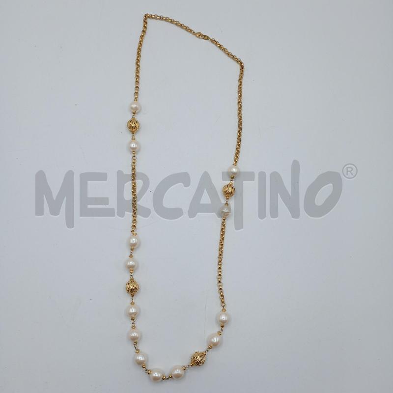 COLLANA TRIFARI PELRINE BIANCO DORATO GABBIETTA | Mercatino dell'Usato Burolo 1
