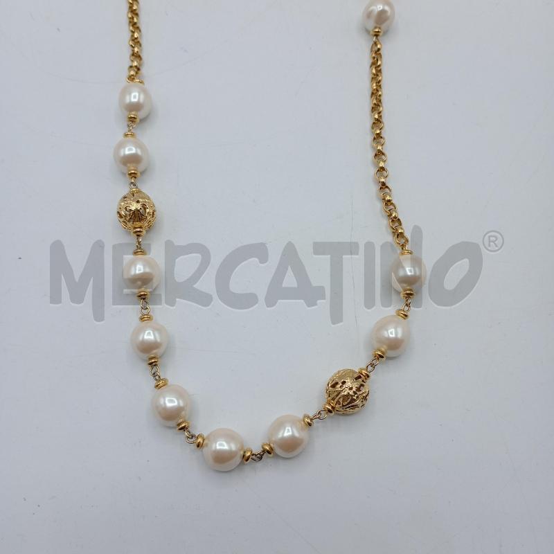 COLLANA TRIFARI PELRINE BIANCO DORATO GABBIETTA | Mercatino dell'Usato Burolo 2