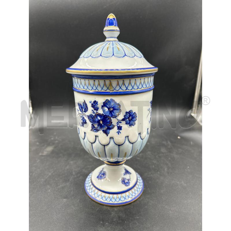CONTENITORE CERAMICA BIANCA FIORI BLU | Mercatino dell'Usato Burolo 1