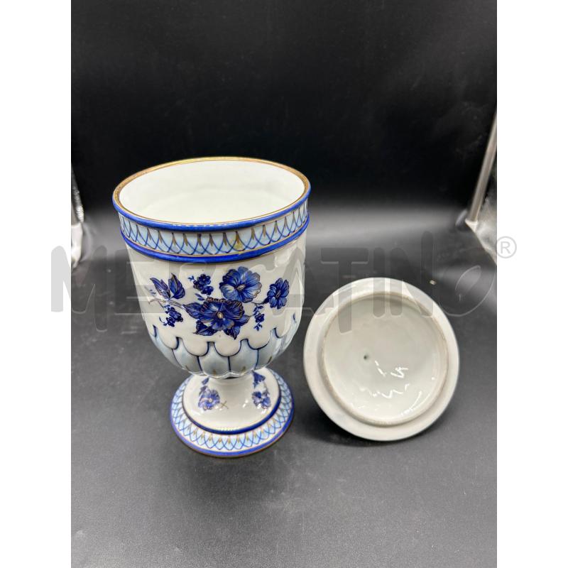 CONTENITORE CERAMICA BIANCA FIORI BLU | Mercatino dell'Usato Burolo 2