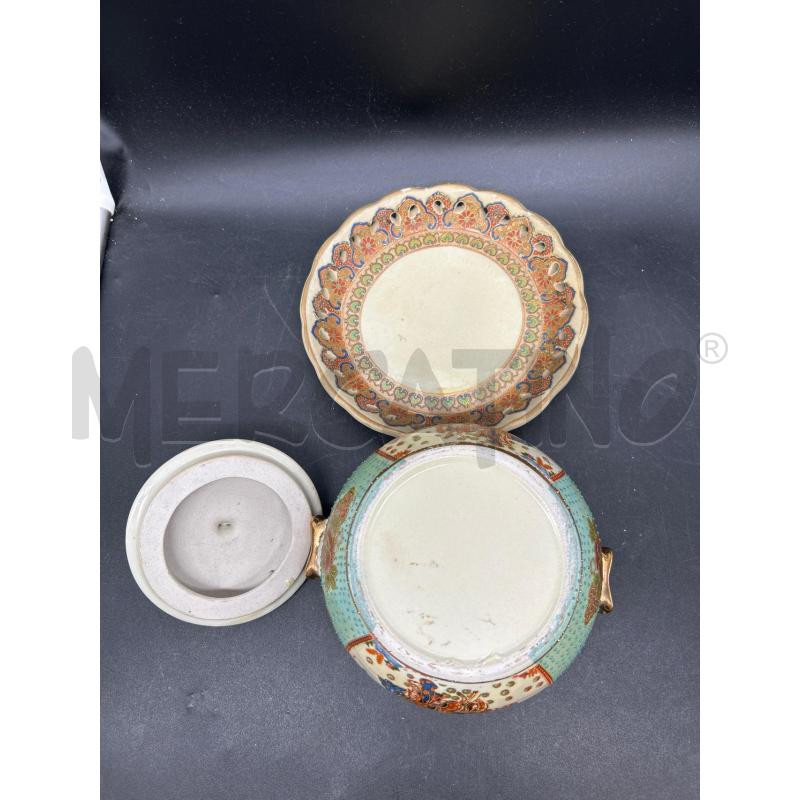 CONTENITORE CERAMICA + VASSOIO ORIENTALE SATSUMA  | Mercatino dell'Usato Burolo 3