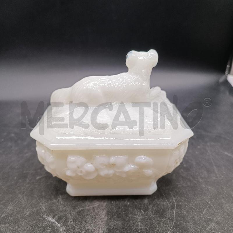 CONTENITORE VETRO BIANCO CON CANE | Mercatino dell'Usato Burolo 3