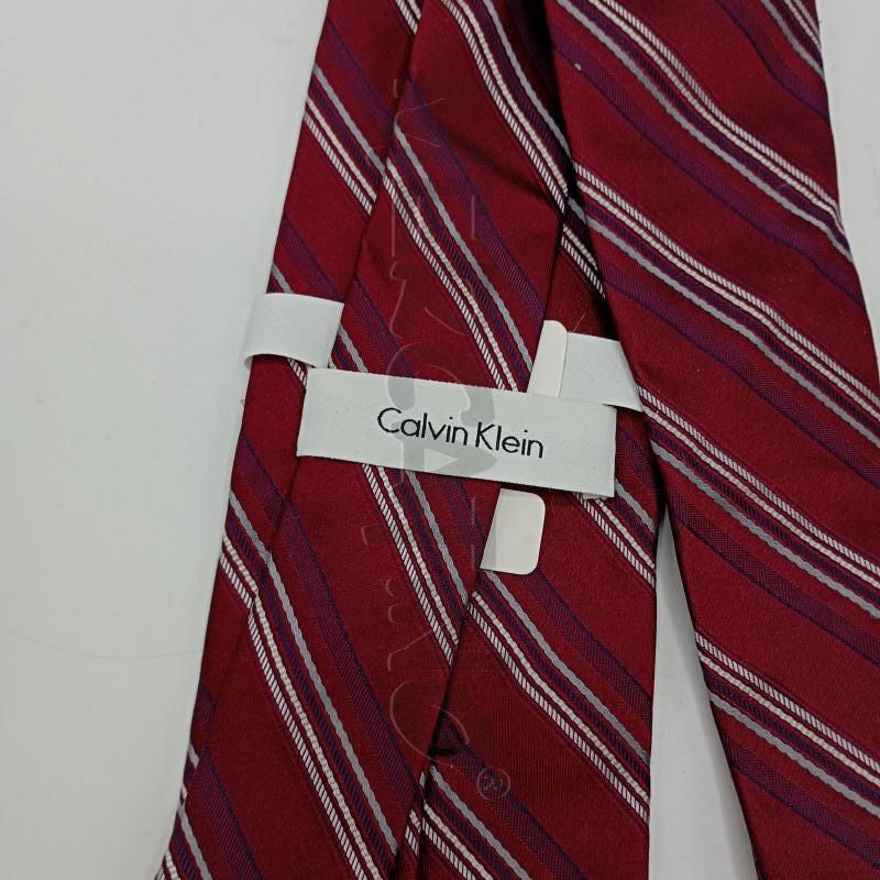 CRAVATTA CALVIN KLEIN BORDEAUX BACCHETTATO BIANCO | Mercatino dell'Usato Burolo 3