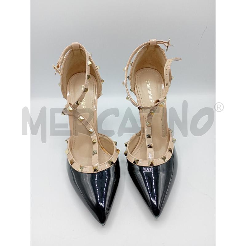 DECOLLETE EMANUELA NERO BEIGE BORCHIE | Mercatino dell'Usato Burolo 1