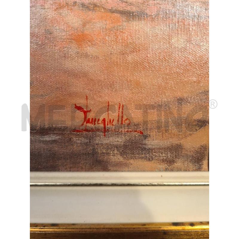 DIPINTO PAESAGGIO INNEVATO CORNICE LEGNO DORATA | Mercatino dell'Usato Burolo 3
