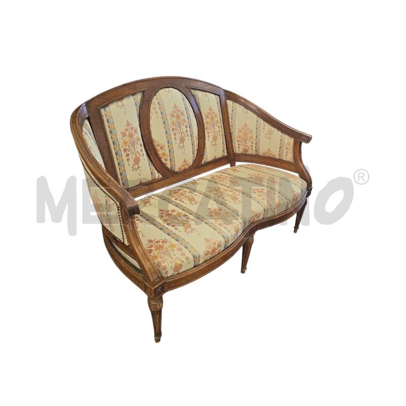 DIVANETTO LEGNO TESSUTO CON FIORI | Mercatino dell'Usato Burolo 1