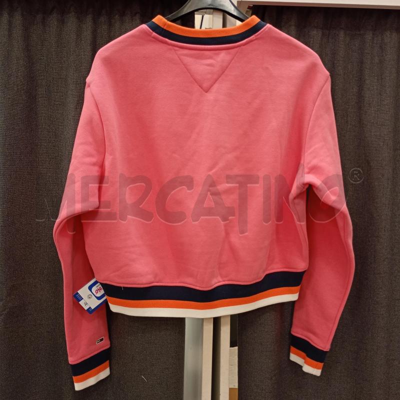FELPA DONNA TOMMY JEANS ROSA CROP GIROCOLLO  | Mercatino dell'Usato Burolo 2