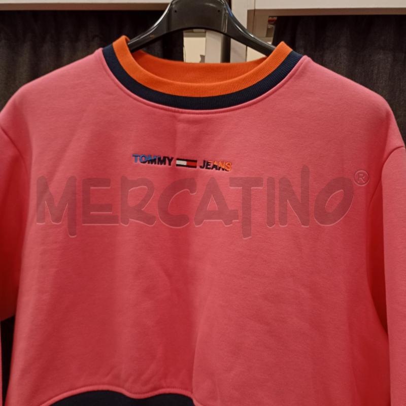 FELPA DONNA TOMMY JEANS ROSA CROP GIROCOLLO  | Mercatino dell'Usato Burolo 3