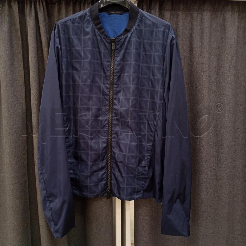 GIACCA A VENTO UOMO ARMANI BLU CON MELANGE QUADRI | Mercatino dell'Usato Burolo 1