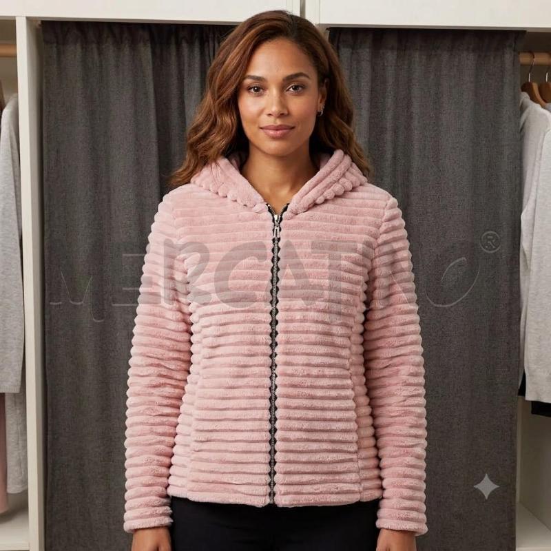 GIACCA DONNA PITTARELLO ROSA CIPRIA PELLICCIOTO CON CAPPUCCIO | Mercatino dell'Usato Burolo 1