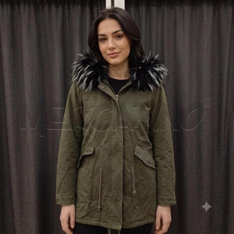 GIACCA PARKA IN TESSUTO VERDE MILITARE  | Mercatino dell'Usato Burolo 1
