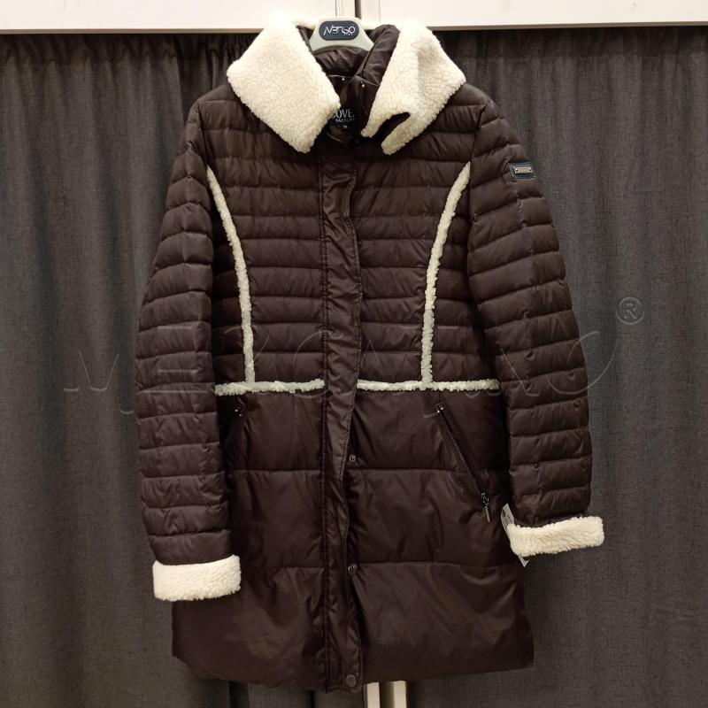 GIACCONE DONNA COVERI MARRONE TRAPUNTATO COLLETTO PELLO BIANCO | Mercatino dell'Usato Burolo 1