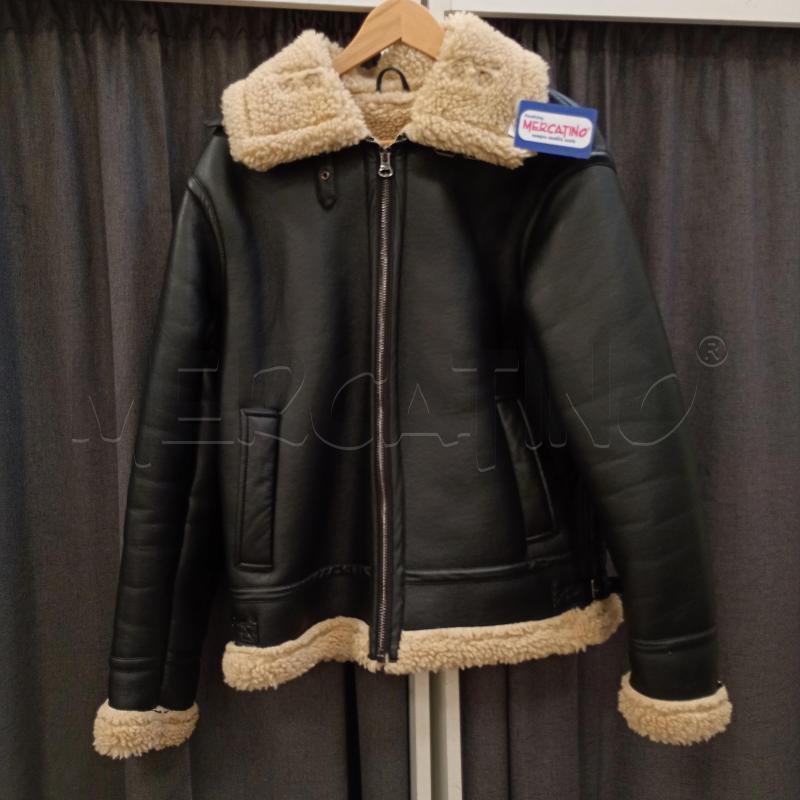 GIACCONE UOMO PULL&BEAR NERO IN PELLE ZIP | Mercatino dell'Usato Burolo 1