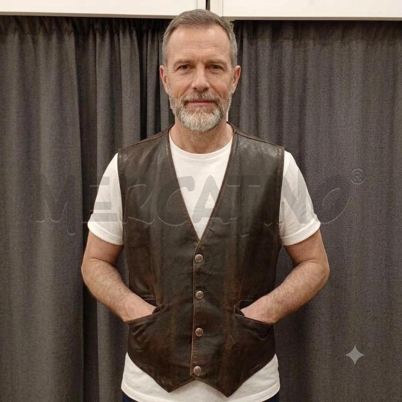 GILET UOMO VERA PELLE VINTAGE MARRONE | Mercatino dell'Usato Burolo 1
