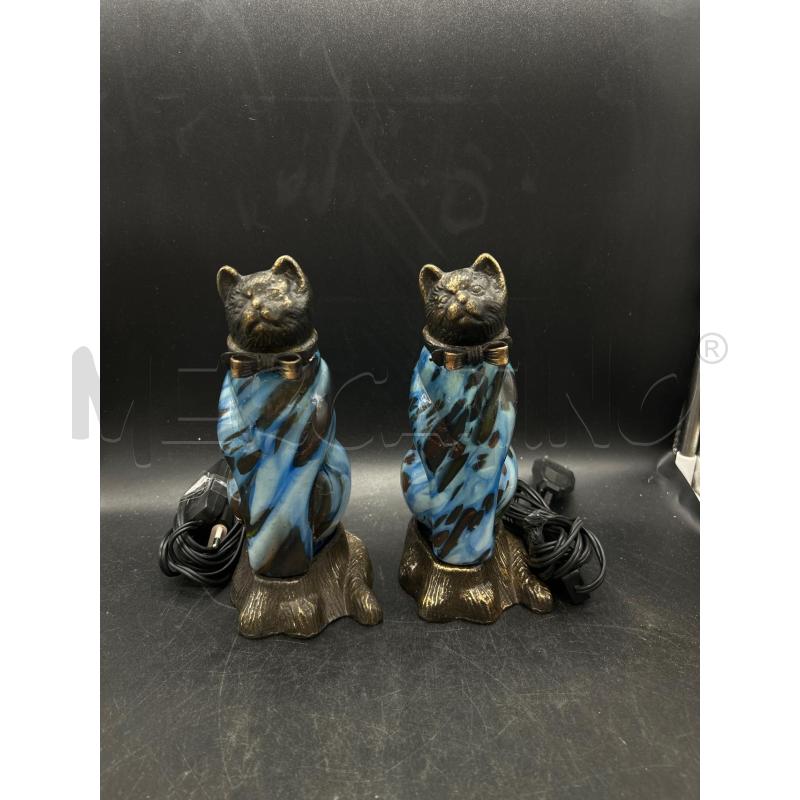 LAMPADA COPPIA GATTI OTTONE VETRO COLORATO | Mercatino dell'Usato Burolo 1