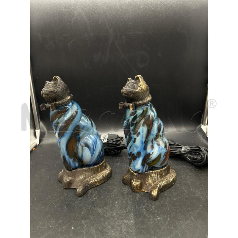LAMPADA COPPIA GATTI OTTONE VETRO COLORATO | Mercatino dell'Usato Burolo 2
