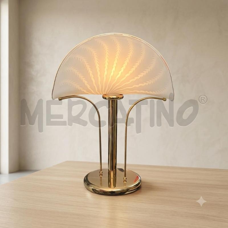LAMPADA METALLO DORATO VETRO BIACO | Mercatino dell'Usato Burolo 1