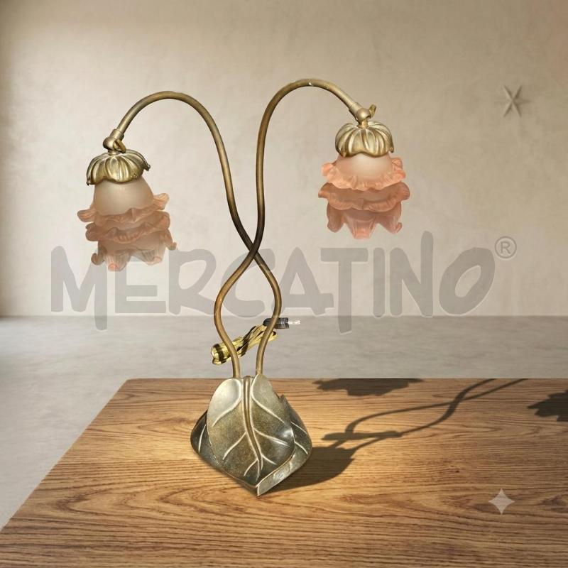 LAMPADA METALLO E VETRO ROSA A FIORI | Mercatino dell'Usato Burolo 1
