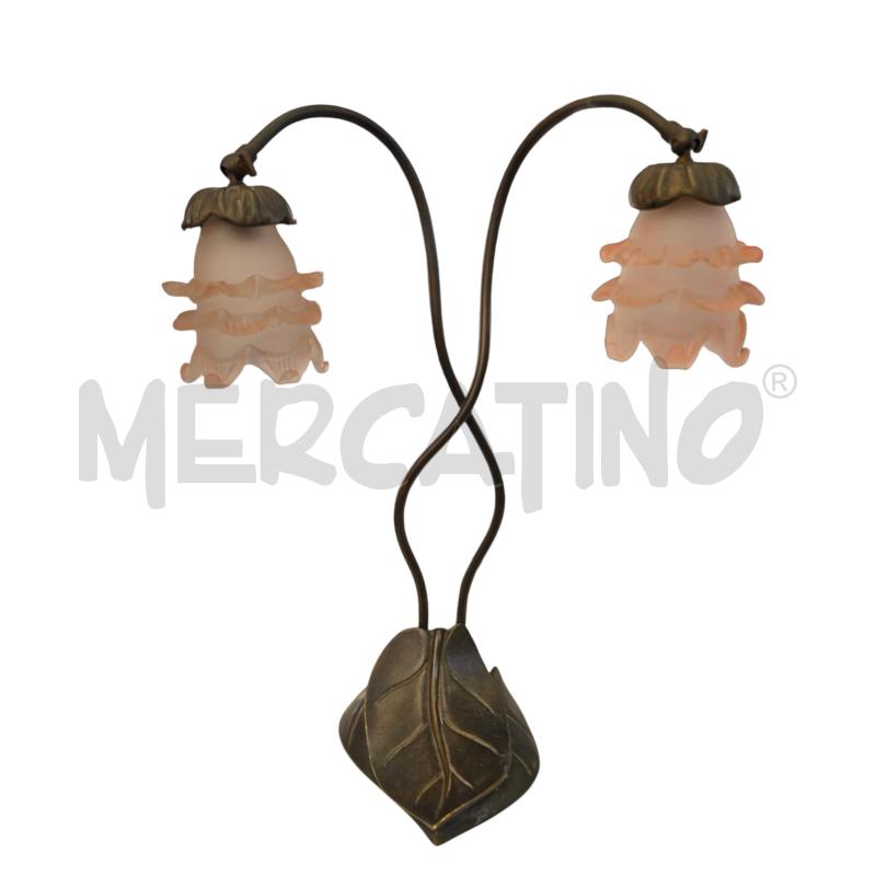 LAMPADA METALLO E VETRO ROSA A FIORI | Mercatino dell'Usato Burolo 2