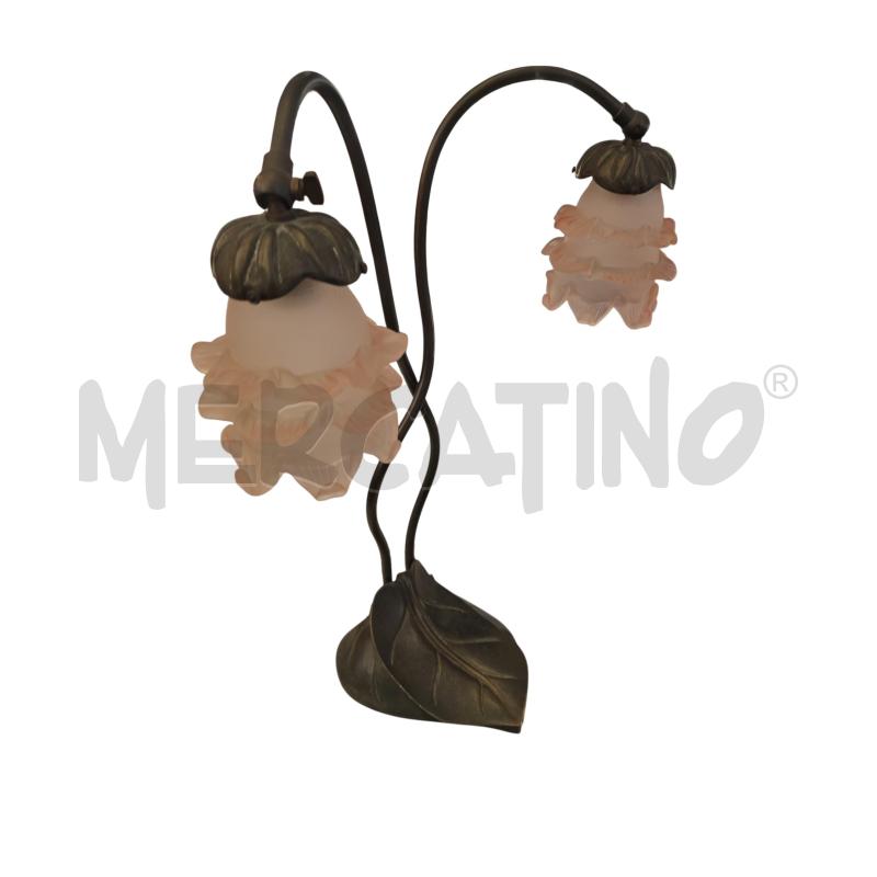 LAMPADA METALLO E VETRO ROSA A FIORI | Mercatino dell'Usato Burolo 3