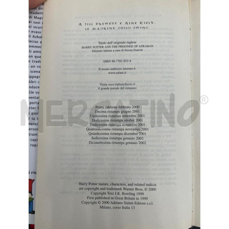 LIBRO HARRY POTTER E IL PRIGIONIERO DO AZKABAN 2002 | Mercatino dell'Usato Burolo 2