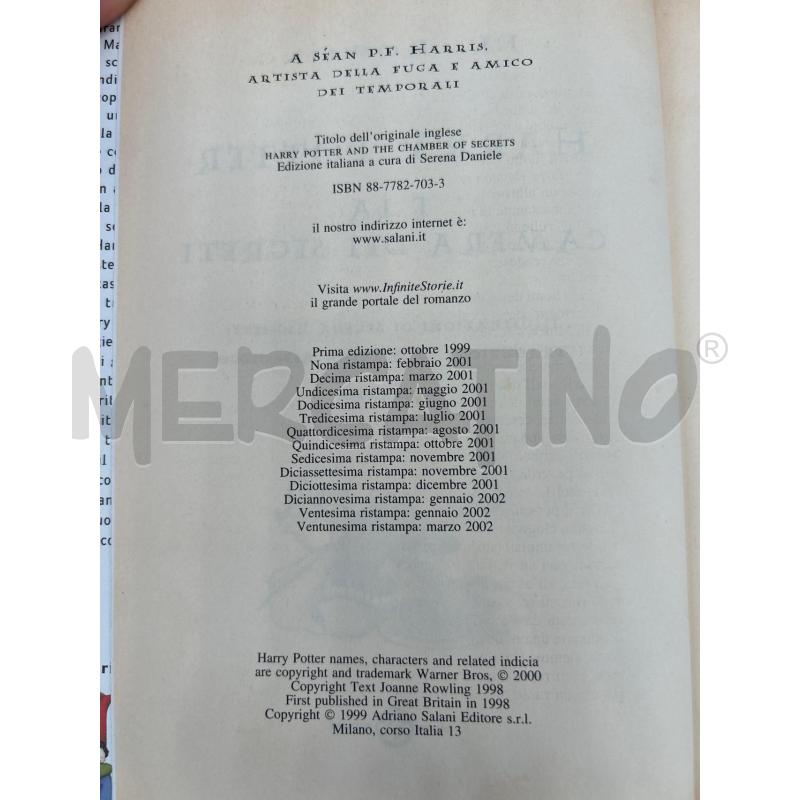 LIBRO HARRY POTTER E LA CAMERA DEI SEGRETI 2002 | Mercatino dell'Usato Burolo 4