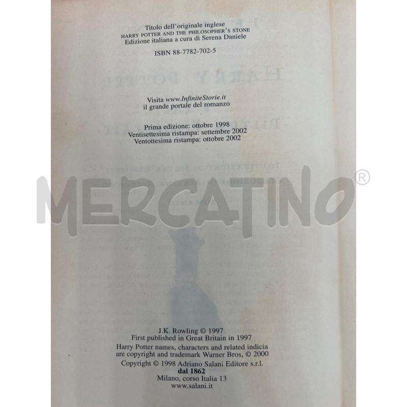LIBRO HARRY POTTER E LA PIETRA FILOSOFALE 2002 | Mercatino dell'Usato Burolo 3