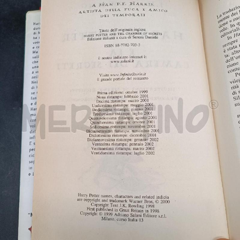 LIBRO HARRY POTTER LUGLIO 2002 | Mercatino dell'Usato Burolo 2