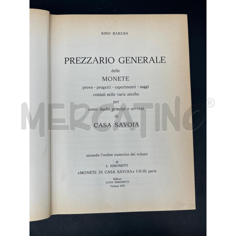 LIBRO PREZZARIO GENERALE DELLE MONETE DI CASA SAVOIA 1970 | Mercatino dell'Usato Burolo 2
