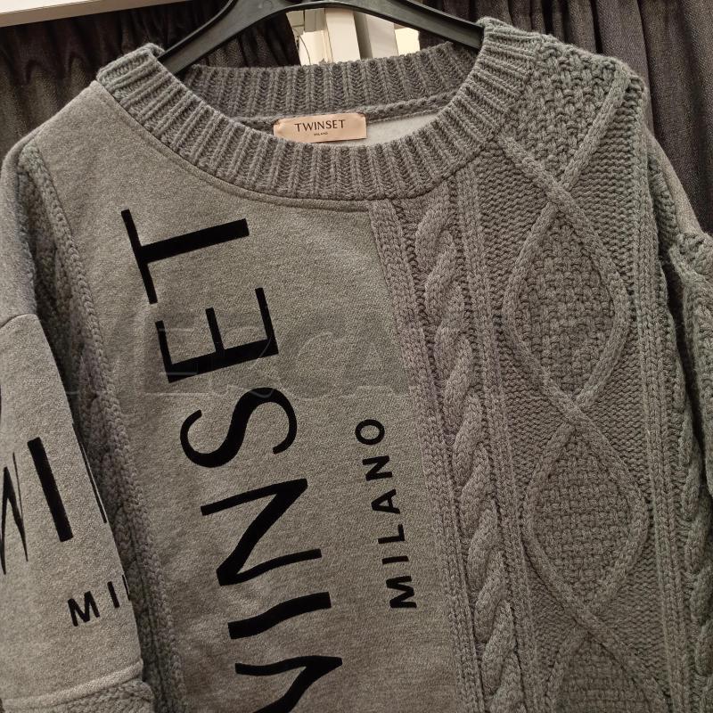 MAGLIONE DONNA TWINSET GRIGIO TRECCE LANA | Mercatino dell'Usato Burolo 3