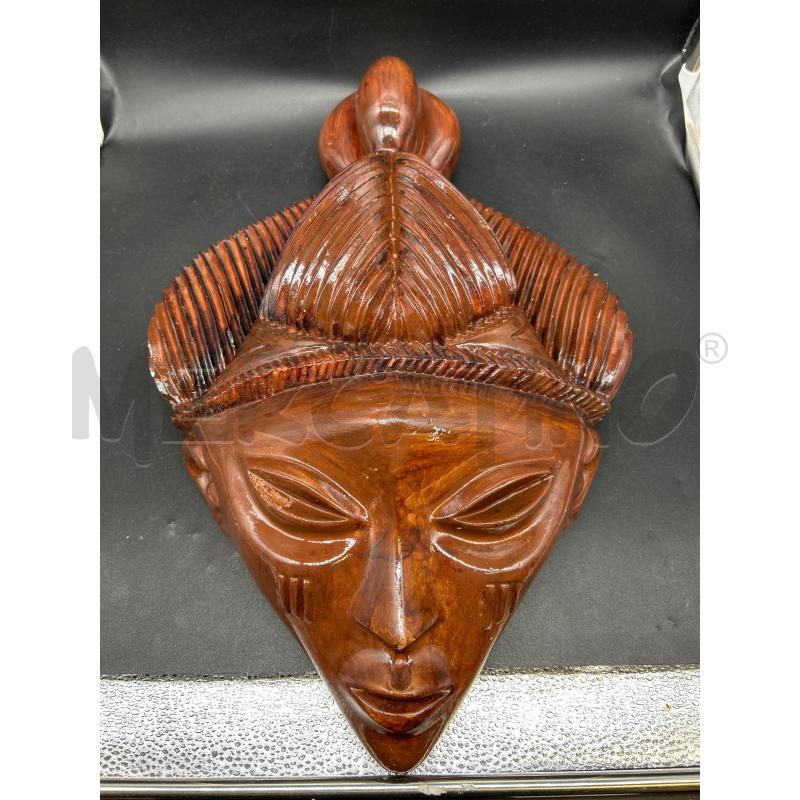 MASCHERA ETNICA GESSO DIPINTO MARRONE CON SCHEGGIATURA | Mercatino dell'Usato Burolo 1