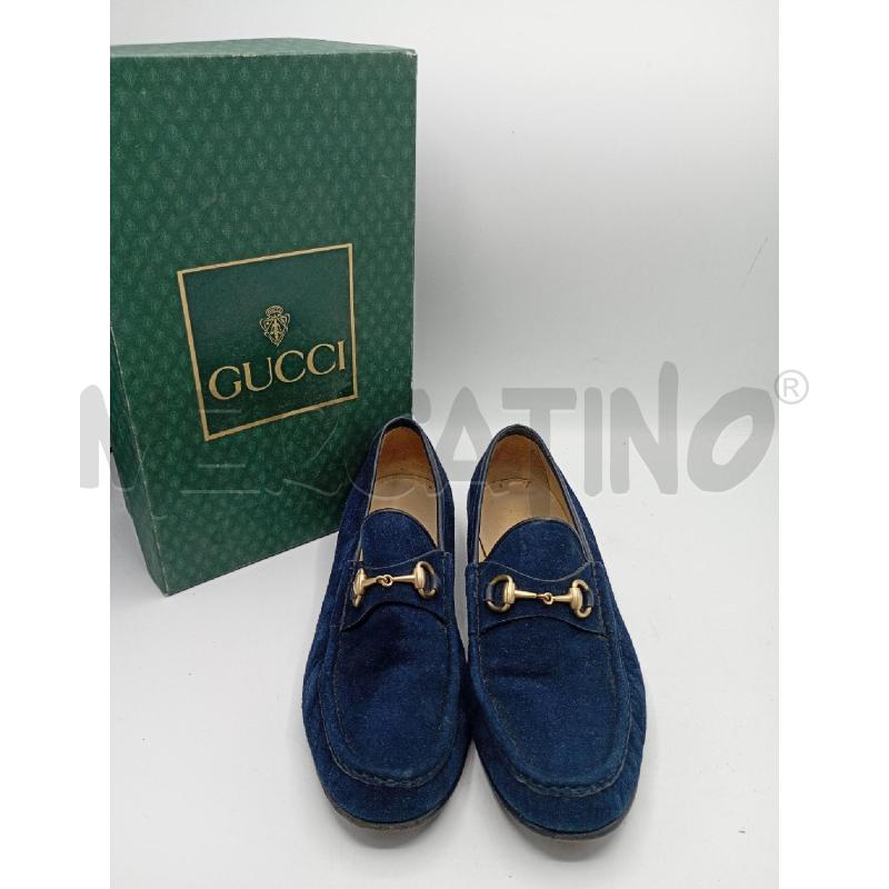MOCASSINI DONNA GUCCI BLU SCURO CON FIBIA DORATA | Mercatino dell'Usato Burolo 1