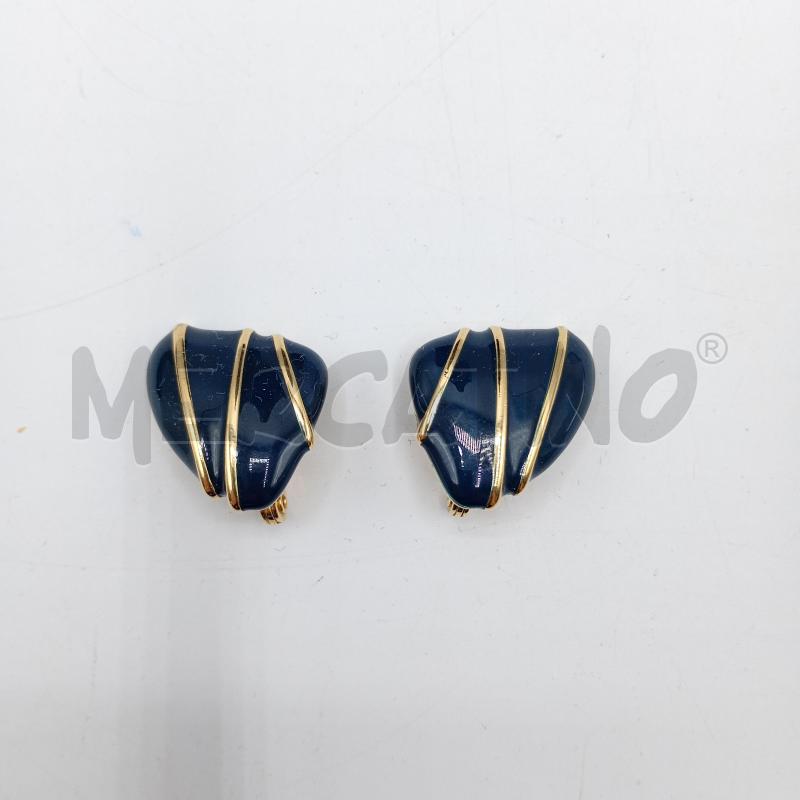 ORECCHINI CLIP DORATO BLU CUORE | Mercatino dell'Usato Burolo 1