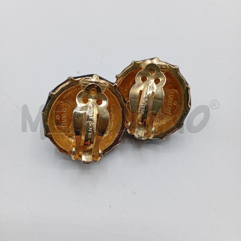 ORECCHINI GAY BOYER TONDI VINTAGE MARRONE NERO SMALTATO PERLINE BEIGE | Mercatino dell'Usato Burolo 2
