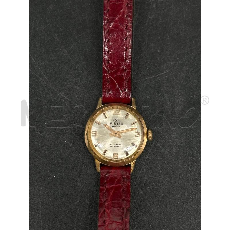 OROLOGIO CARICA MANUALE VINTAN CINTURINO ROSSO | Mercatino dell'Usato Burolo 2