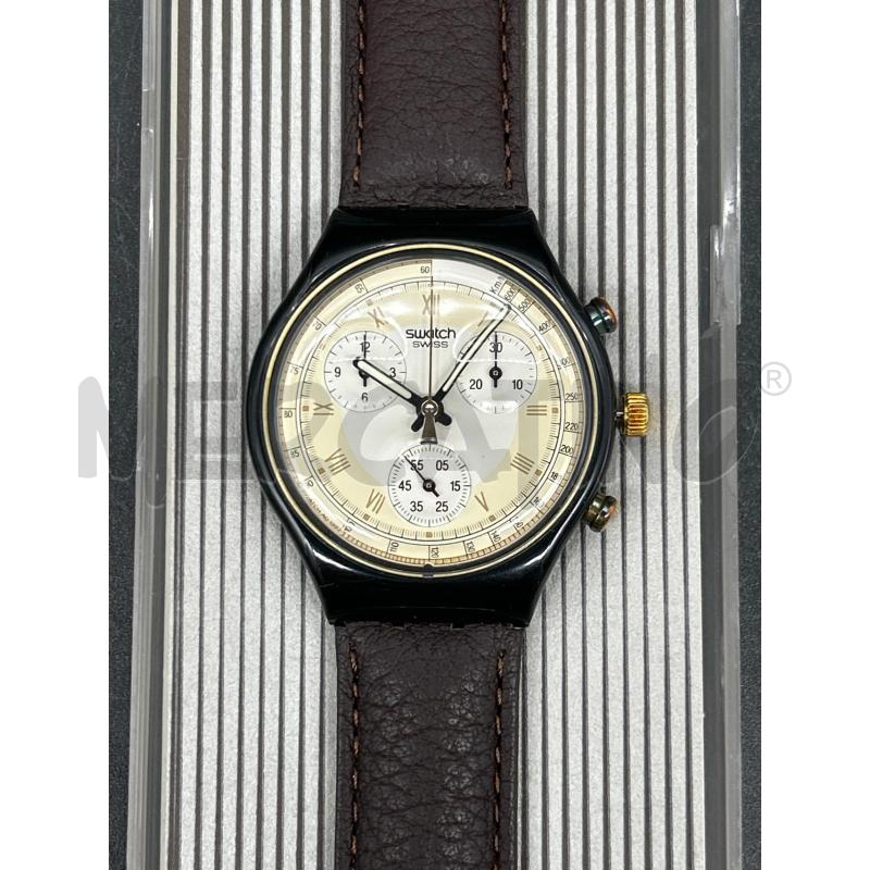 OROLOGIO SWATCH CHRONO CINTURINO PELLE MARRONE | Mercatino dell'Usato Burolo 2